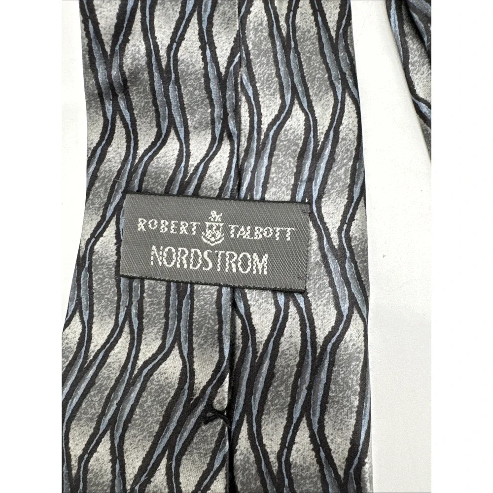 Robert Talbott Silk Tie Silver Gray Luxury Designer Nordstrom USA‎